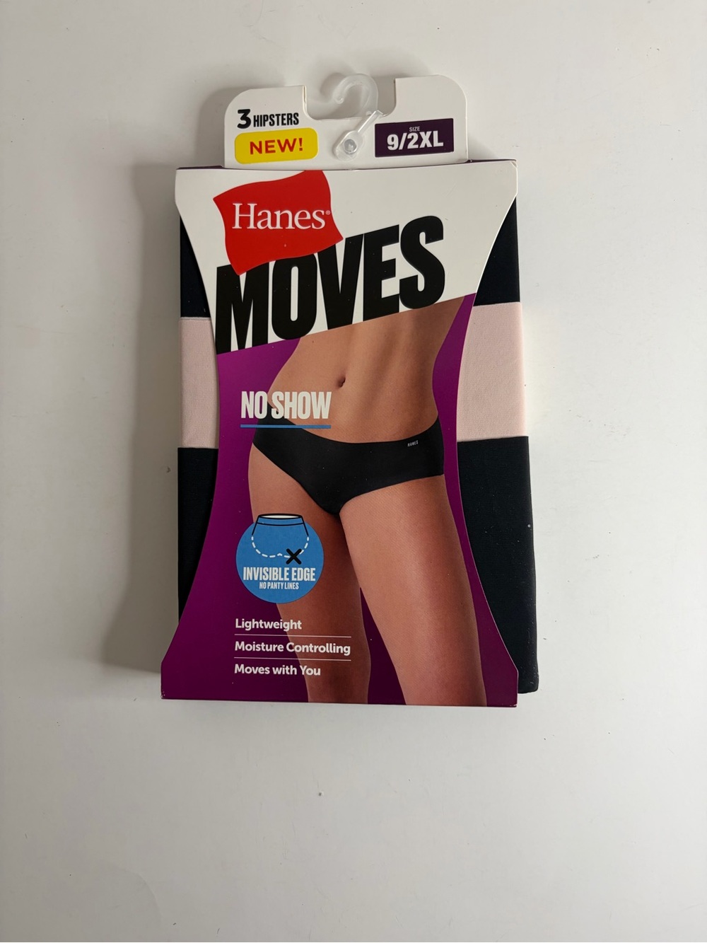 Hanes Moves 3 Hipster Panties Size 9/XL